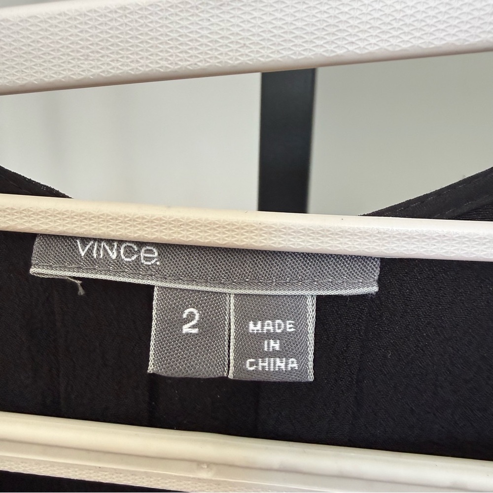 VINCE Double Layer Shirttail Dress Size 2 Black Sheer Lined Cocktail Party Silk - Picture 3 of 4